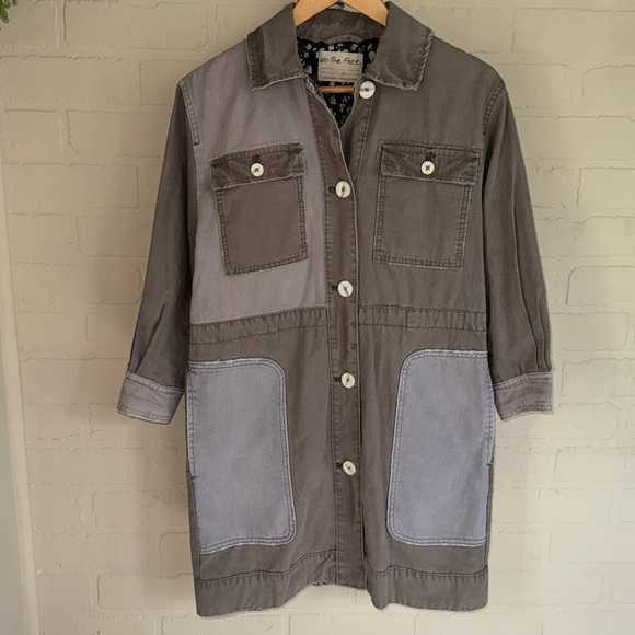 Free People jacket apollo utility patchwork shacket lilac skies we the free XS - Picture 3 of 11